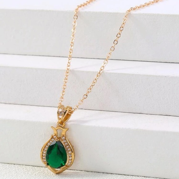 Aqua Sparkle Cubic Zirconia Water Drop Necklace - Picture 3 of 7